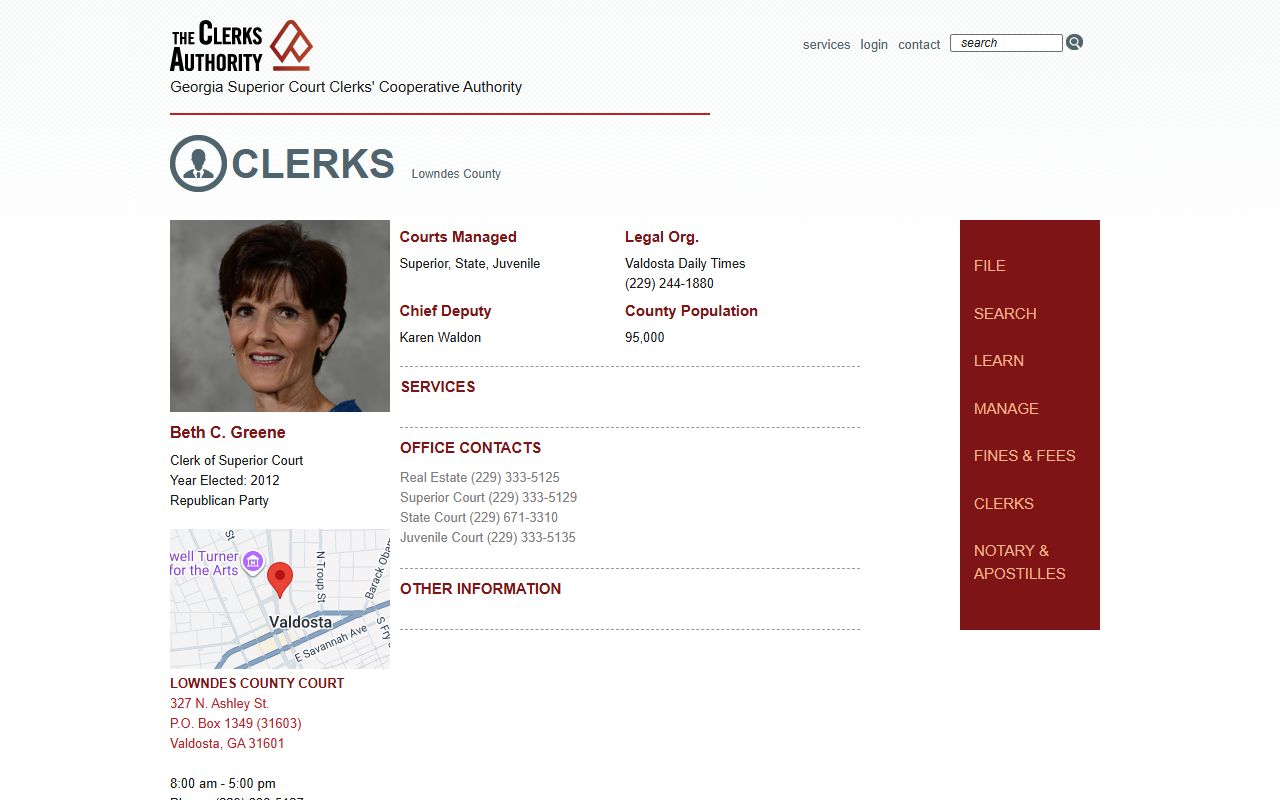 Lowndes County Clerk of Superior Court GSCCCA record