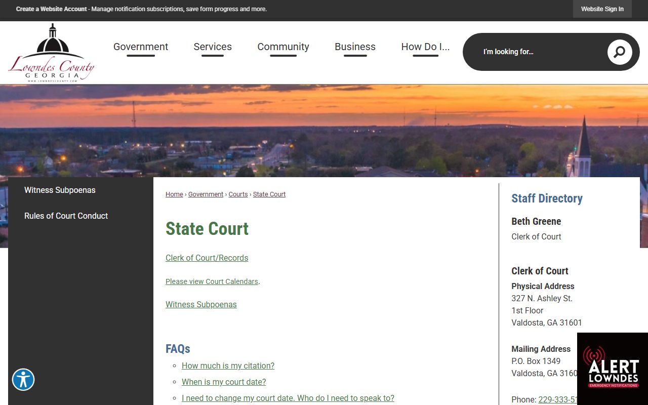 Lowndes County Superior Court and State Court records source