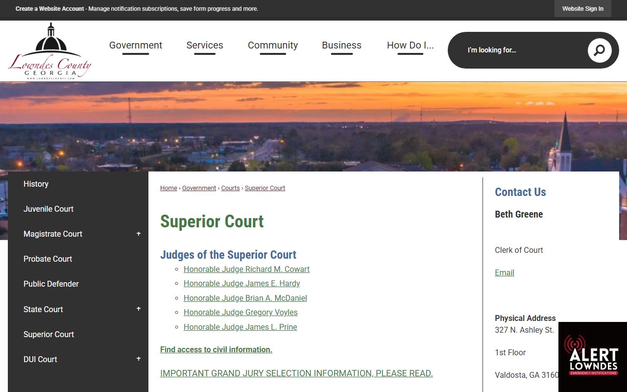 Lowndes County marriage and divorce records Superior Court page