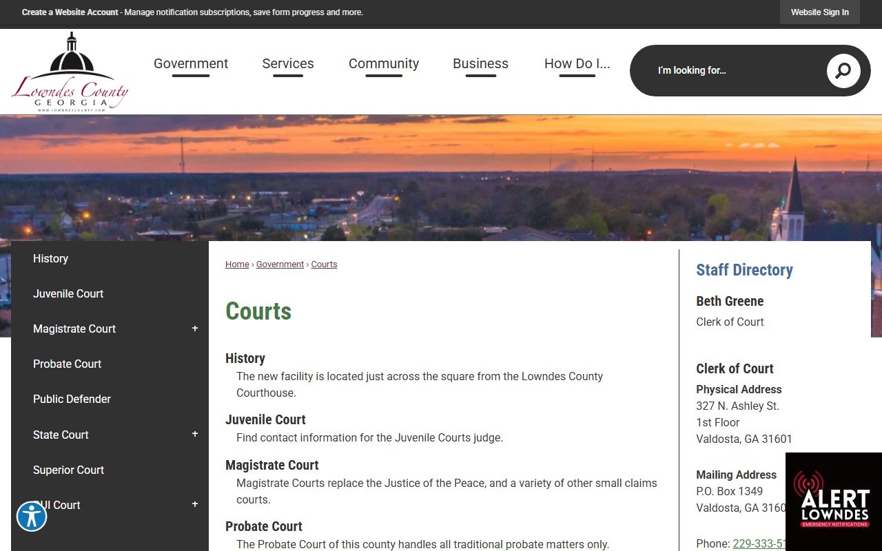 Lowndes County marriage and divorce records courts landing page