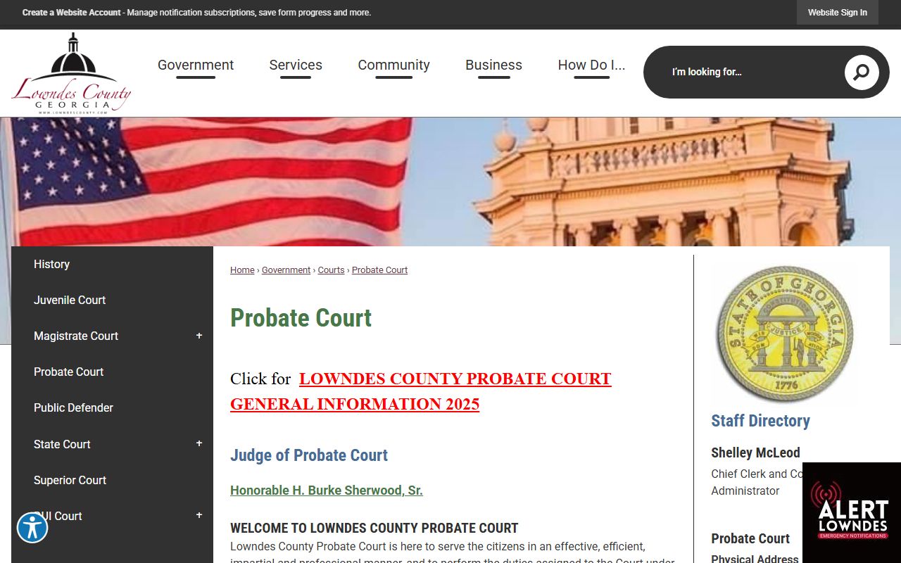 Lowndes County probate records Probate Court page